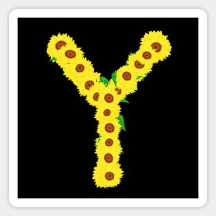 Sunflowers Initial Letter Y (Black Background) Magnet